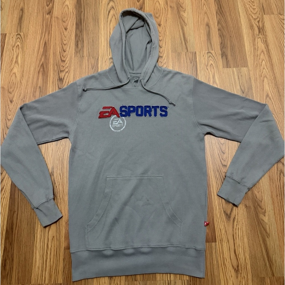 EA Sports Hoodie Mens Medium Sportiqe Waffle Knit Thermal Applique Logo